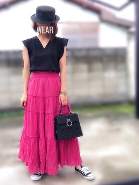 「CONVERSE（コンバース）のconverse（コンバース） ALL STAR OX（オールスターOX）（スニーカー）」を使った、moco♡さん（レディース・159cm）の夏コーディネート