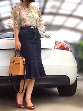 「Ameri（アメリ）のアイテム（その他トップス）」を使った、moco♡さん（レディース・159cm）の夏コーディネート