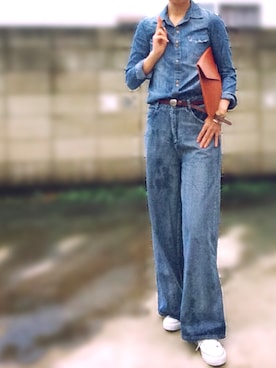 「CONVERSE（コンバース）のconverse（コンバース） ALL STAR OX（オールスターOX）（スニーカー）」を使った、moco♡さん（レディース・159cm）の秋コーディネート