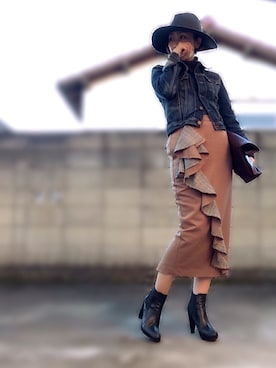「DRWCYS（ドロシーズ）のアイテム（ブーツ）」を使った、moco♡さん（レディース・159cm）の冬コーディネート