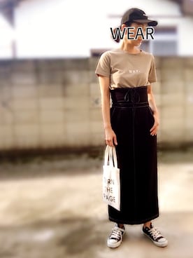 「AMERI」｜「アイテム（キャップ）」を使った、moco♡さん（レディース・159cm）の夏コーディネート