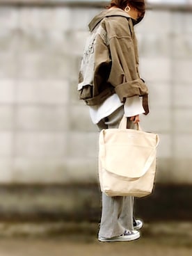 「Ameri（アメリ）のアイテム（ミリタリージャケット）」を使った、moco♡さん（レディース・159cm）の秋コーディネート