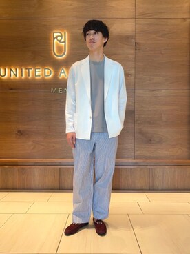 「FERRANTE（フェランテ）のアイテム（スリッポン）」を使った、北洞　駿さん（メンズ・178cm）の春コーディネート