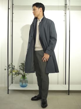 「遊び心のあるJacket Style」｜「アイテム（ステンカラーコート）」を使った、okuyamaさん（メンズ・171cm）の秋コーディネート