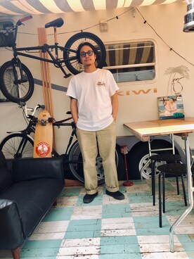 「used mix」｜「アイテム（スリッポン）」を使った、Jin Murataさん（メンズ・171cm）の春コーディネート