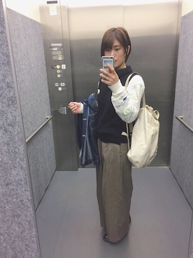 「ショップコート」｜「アイテム（デニムジャケット）」を使った、P!COさん（レディース・158cm）の春コーディネート