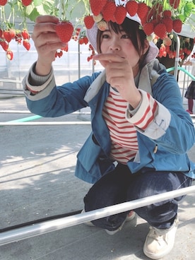 「イチゴ狩り」｜「アイテム（ジャケット/アウター）」を使った、P!COさん（レディース・158cm）の冬コーディネート