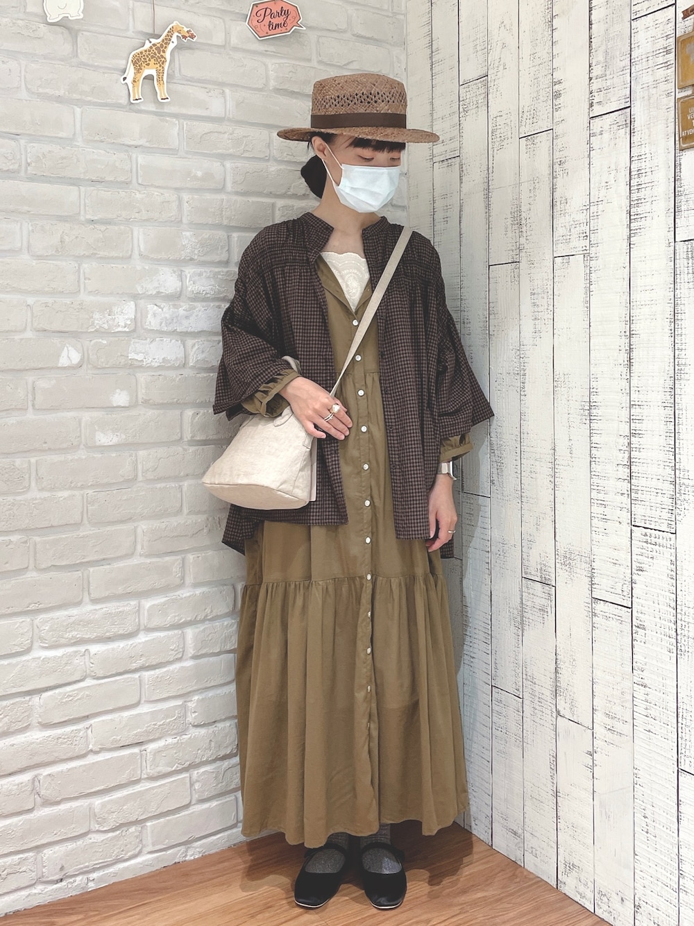 「ootd、夏、夏コーデ、SM2、Samansa Mos2、Taiwan、サマンサモスモス」｜「Samansa Mos2の透かし編みカンカン帽（ハット、ブラウン系）」を使った、Hui Hui💋💐さん（レディース・160cm）の夏コーディネートの1枚目の写真