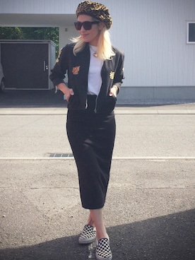 「アイテム（スリッポン、ホワイト系）」を使った、machiさん（レディース・156cm）の夏コーディネート