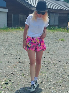 「80s」｜「アイテム（スリッポン）」を使った、machiさん（レディース・156cm）の夏コーディネート