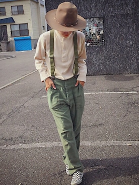 「アーミー」｜「アイテム（スリッポン）」を使った、machiさん（レディース・156cm）の秋コーディネート
