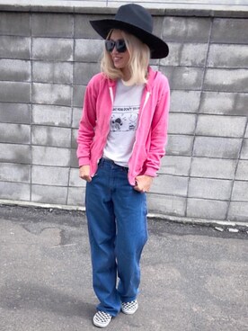 「ペインターパンツ」｜「アイテム（スリッポン）」を使った、machiさん（レディース・156cm）の夏コーディネート