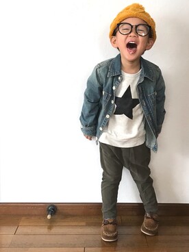 「EDWIN（エドウィン）のアイテム（デニムジャケット）」を使った、☆Piii☆さん（キッズ・100cm）の秋コーディネート