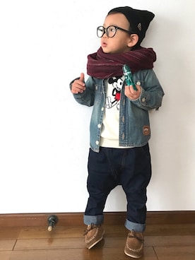 「EDWIN（エドウィン）のアイテム（デニムジャケット）」を使った、☆Piii☆さん（キッズ・100cm）の秋コーディネート