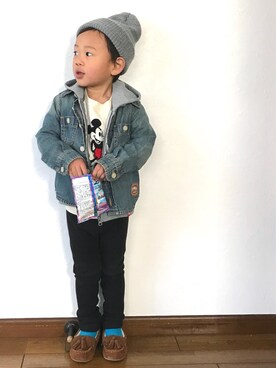「EDWIN（エドウィン）のアイテム（デニムジャケット）」を使った、☆Piii☆さん（キッズ・100cm）の冬コーディネート
