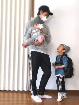 「パパと息子」｜「アイテム（帽子）」を使った、☆Piii☆さん（キッズ・100cm）の春コーディネート