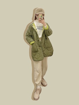 「Simplicite（サンプリシテ）のアイテム（ブルゾン）」を使った、百.さん（レディース・161cm）の春コーディネート