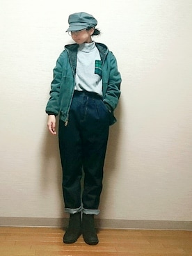 「Carhartt（カーハート）のアイテム（ブルゾン）」を使った、はらさん（レディース・151cm）の冬コーディネート