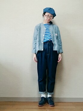 「アイテム（ドレスシューズ、ブルー系）」を使った、はらさん（レディース・151cm）の春コーディネート