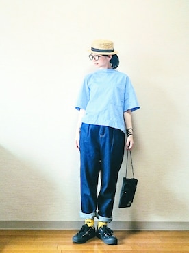 「ブルーコーデ」｜「アイテム（福袋/福箱）」を使った、はらさん（レディース・151cm）の夏コーディネート