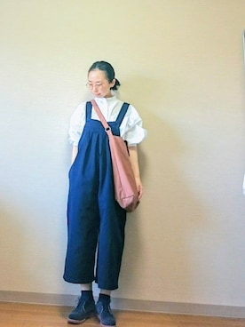 「ドレスシューズ」｜「アイテム（サロペット/オーバーオール）」を使った、はらさん（レディース・151cm）の秋コーディネート
