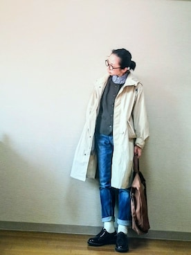 「ドレスシューズ」｜「アイテム（モッズコート）」を使った、はらさん（レディース・151cm）の春コーディネート