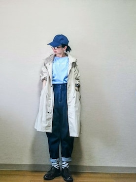 「ボーダーソックス」｜「アイテム（モッズコート）」を使った、はらさん（レディース・151cm）の春コーディネート