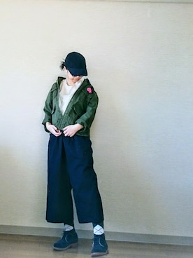 「SEVENDAYS=SUNDAY（セブンデイズサンデイ）のアイテム（ミリタリージャケット）」を使った、はらさん（レディース・151cm）の秋コーディネート
