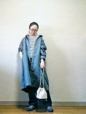 「シンプルおしゃれが好き」｜「アイテム（ステンカラーコート）」を使った、はらさん（レディース・151cm）の秋コーディネート
