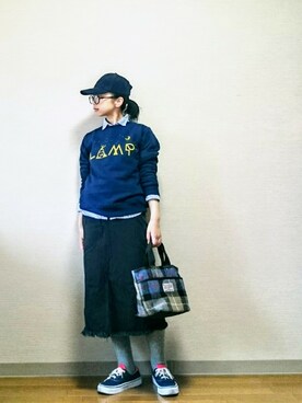 「devirock（デビロック）のアイテム（スウェット）」を使った、はらさん（レディース・151cm）の秋コーディネート