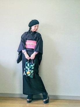「ベレー帽推奨委員会」｜「アイテム（水着/着物・浴衣）」を使った、はらさん（レディース・151cm）の冬コーディネート
