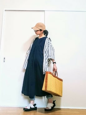 「タテジマ」｜はらさん（レディース・151cm）の夏コーディネート