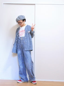 「ヒッコリー」｜「アイテム（ハンチング/ベレー帽）」を使った、はらさん（レディース・151cm）の秋コーディネート