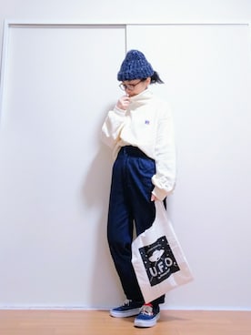 「LBC（エルビーシー）のアイテム（帽子）」を使った、はらさん（レディース・151cm）の秋コーディネート