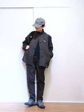 「セットアップ風」｜「アイテム（スタジャン）」を使った、はらさん（レディース・151cm）の冬コーディネート