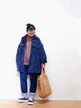 「ボーダーソックス」｜「アイテム（ジャケット/アウター）」を使った、はらさん（レディース・151cm）の秋コーディネート