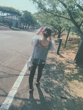 「UNIQLO（ユニクロ）のWOMEN ウルトラストレッチジーンズ（デニムパンツ）」を使った、mochicoさん（レディース・151cm）の夏コーディネート