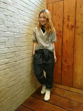 「ゆるカジ」｜「アイテム（オールインワン・サロペット）」を使った、mariko.tさん（レディース・161cm）の冬コーディネート