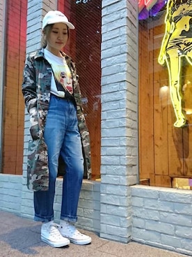 「ペインターパンツ」｜「アイテム（ステンカラーコート）」を使った、mariko.tさん（レディース・161cm）の秋コーディネート