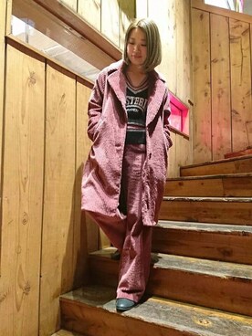 「ビッグサイズコーデ」｜「アイテム（チェスターコート）」を使った、mariko.tさん（レディース・161cm）の秋コーディネート