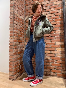 「N-2B」｜「アイテム（スウェット）」を使った、mariko.tさん（レディース・161cm）の冬コーディネート