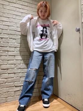 「コラボレーション」｜「アイテム（ブルゾン）」を使った、mariko.tさん（レディース・161cm）の秋コーディネート