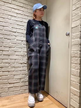 「HYSTERIC GLAMOUR（ヒステリックグラマー）のアイテム（サロペット/オーバーオール）」を使った、mariko.tさん（レディース・161cm）の秋コーディネート