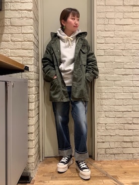 「ロールアップ」｜「アイテム（ブルゾン）」を使った、mariko.tさん（レディース・161cm）の冬コーディネート