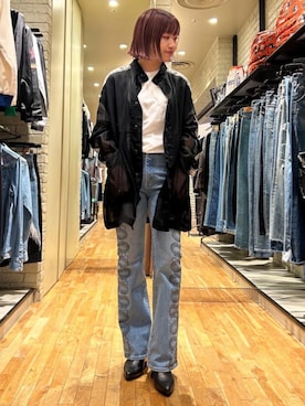 「シャツ 」｜「アイテム（ブルゾン）」を使った、mariko.tさん（レディース・161cm）の秋コーディネート
