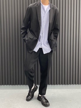 「Graphpaper（グラフペーパー）のアイテム（テーラードジャケット）」を使った、SHIRYUさん（メンズ・176cm）の冬コーディネート