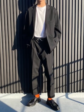 「Graphpaper（グラフペーパー）のアイテム（テーラードジャケット）」を使った、SHIRYUさん（メンズ・176cm）の冬コーディネート