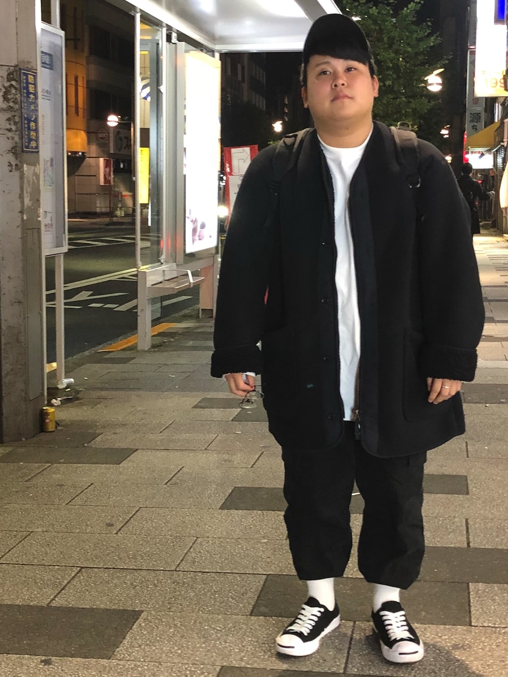 「ユニクロ、ユニクロコーデ、UNIQLO、ユニクロユー、UNIQLO U、Gregory、チープカシオ、でぶ、デブでもオシャレ、デブコーデ」｜「newhattanの【newhattan】 ニューハッタン キャップ STONE WASHED CAP（キャップ、ブラック系）」を使った、ひぐまさんさん（メンズ・157cm）の秋コーディネートの1枚目の写真