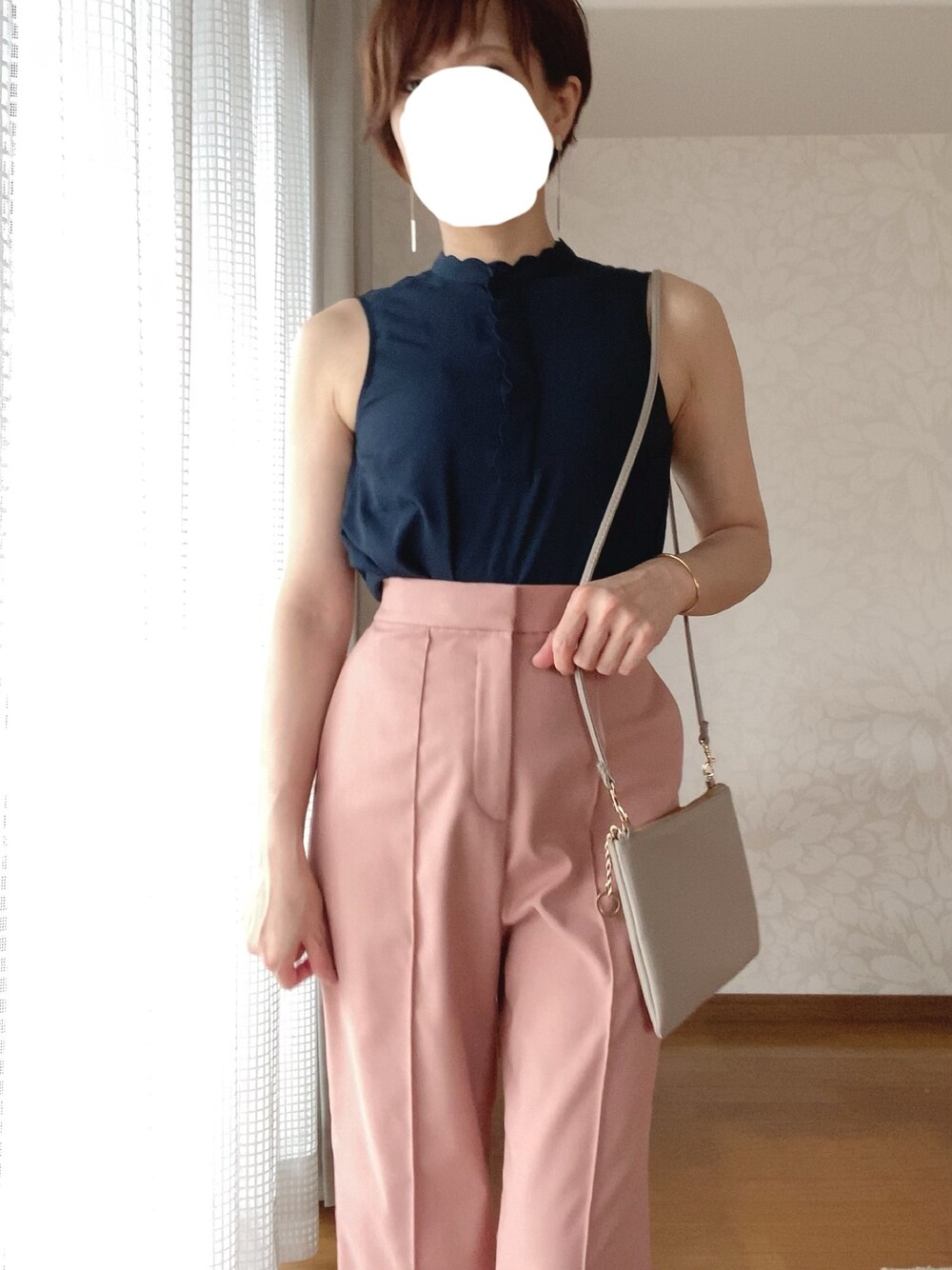 「H&Mのアイテム（シャツ/ブラウス、ブルー系）」を使った、zさん（レディース・154cm）の夏コーディネートの1枚目の写真