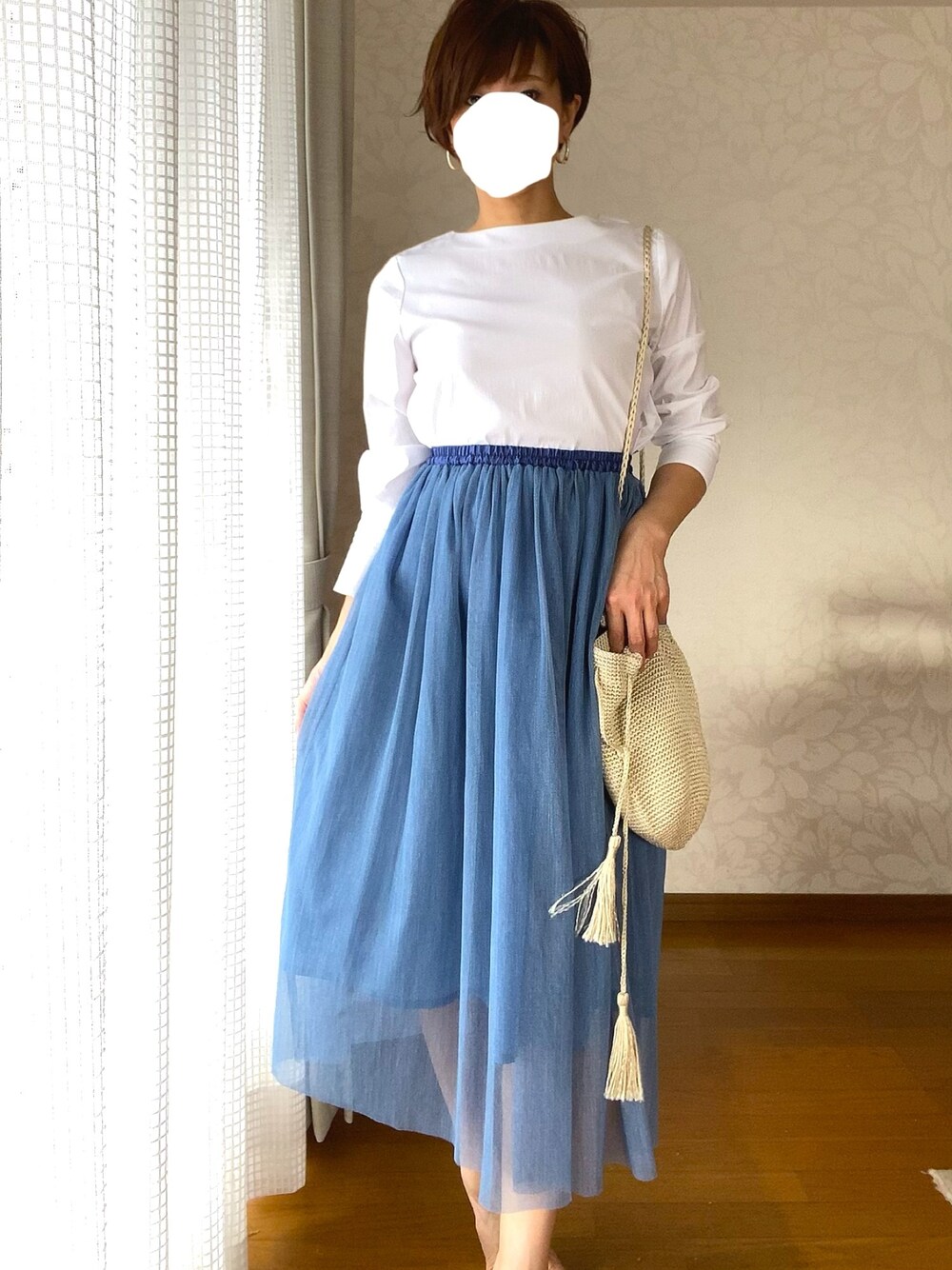 「cepoのアイテム（スカート、ブルー系）」を使った、zさん（レディース・154cm）の秋コーディネートの1枚目の写真